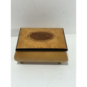 Vintage Romance Reuge Burl and Inlay Wood Play Music Jewelry Box Made‎ Italy
